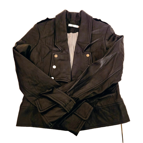 Mike & Chris Leather Jacket Women's Black Leather Bomber Jacket Small - Picture 10 of 16